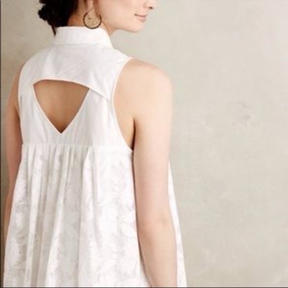 Anthropologie HD in Paris White Lace Poplin Swing Dress - Picture 3 of 10